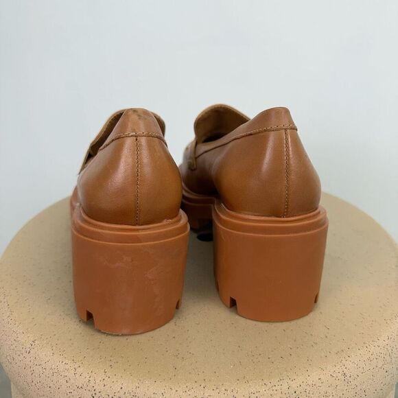 Schutz Women’s 90s Viola Tractor Leather Chunky Lug Sole Flat in Tan Rust Honey - Picture 8 of 13